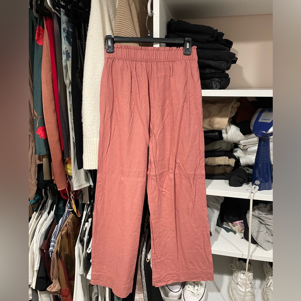 Abercrombie wide leg linen pants | pink